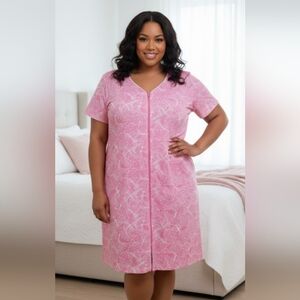 NEW! Pink Printed Women's Zip Closure Robe sz 3X NWT 12.13
